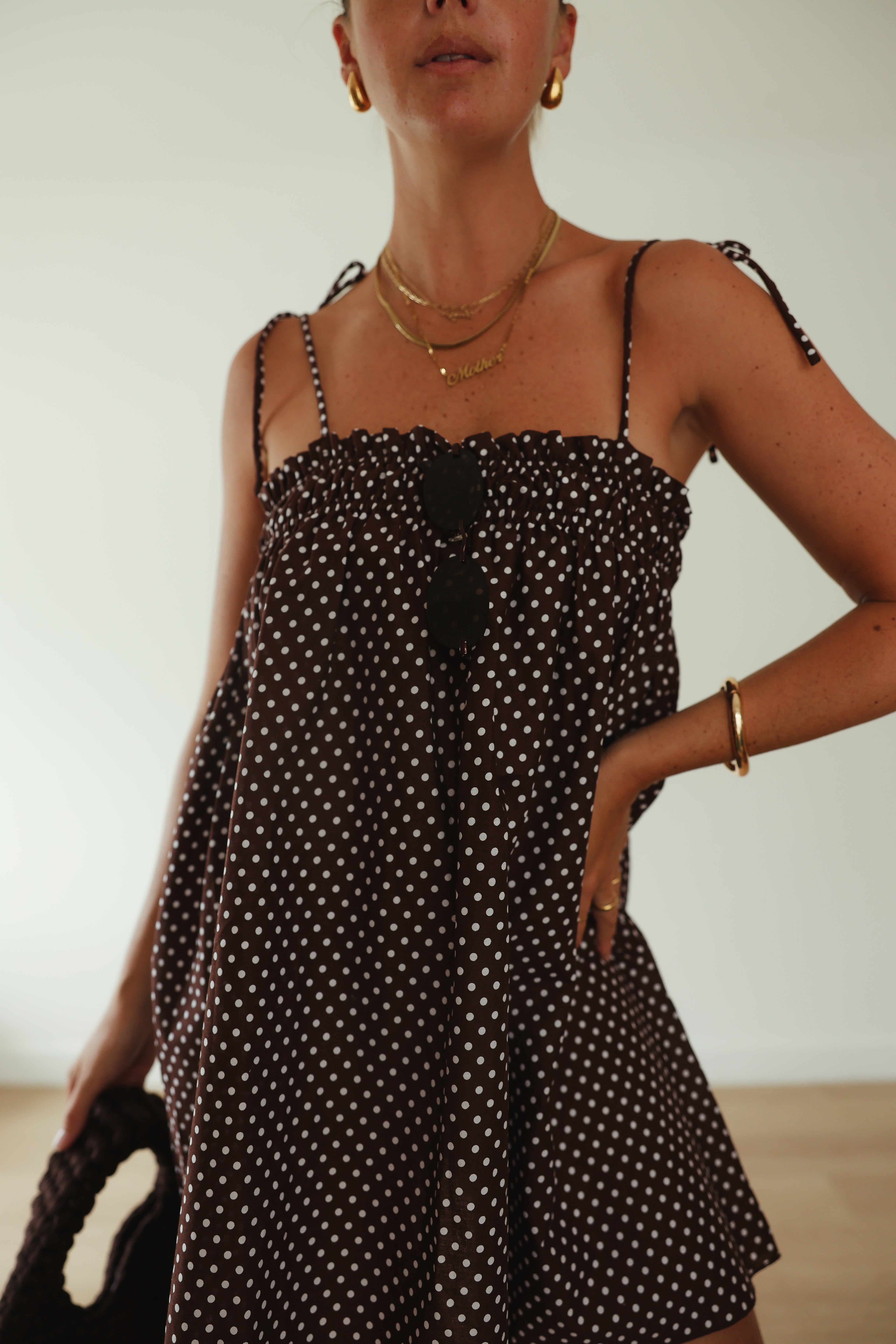 Dotty Dress | Chocolate brown