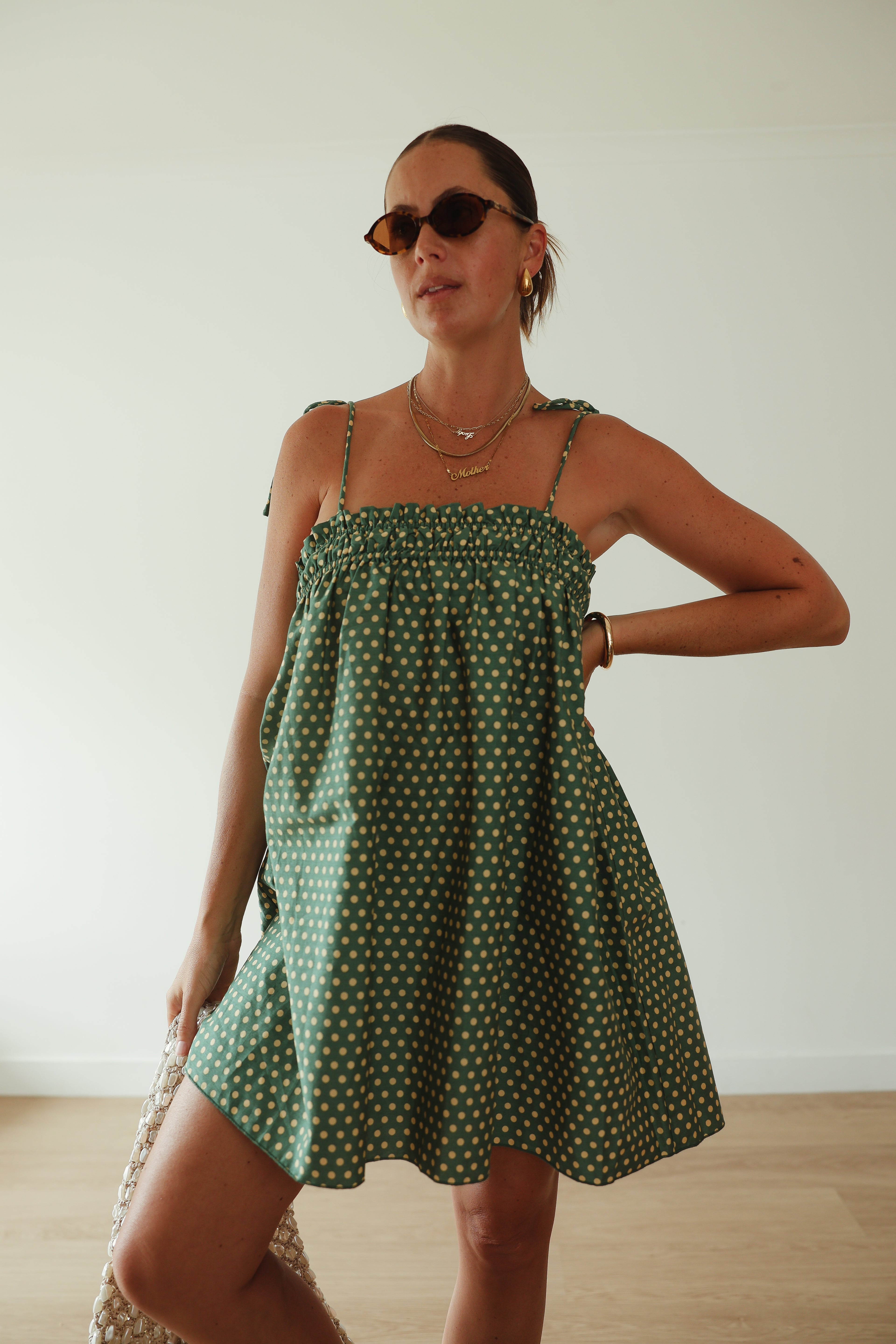 Dotty Dress | Green+ yellow