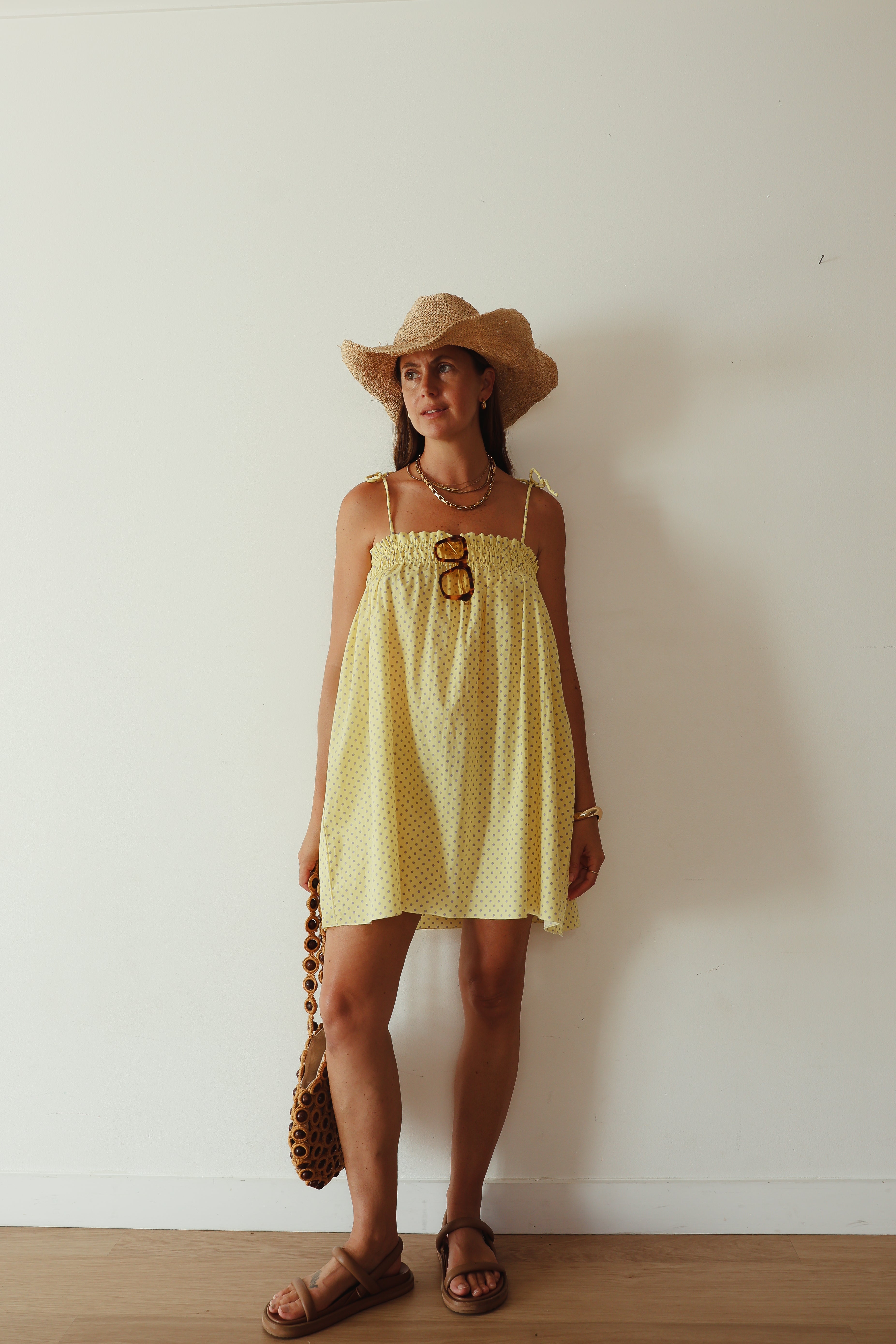 Dotty Dress | Butter yellow + Lilac