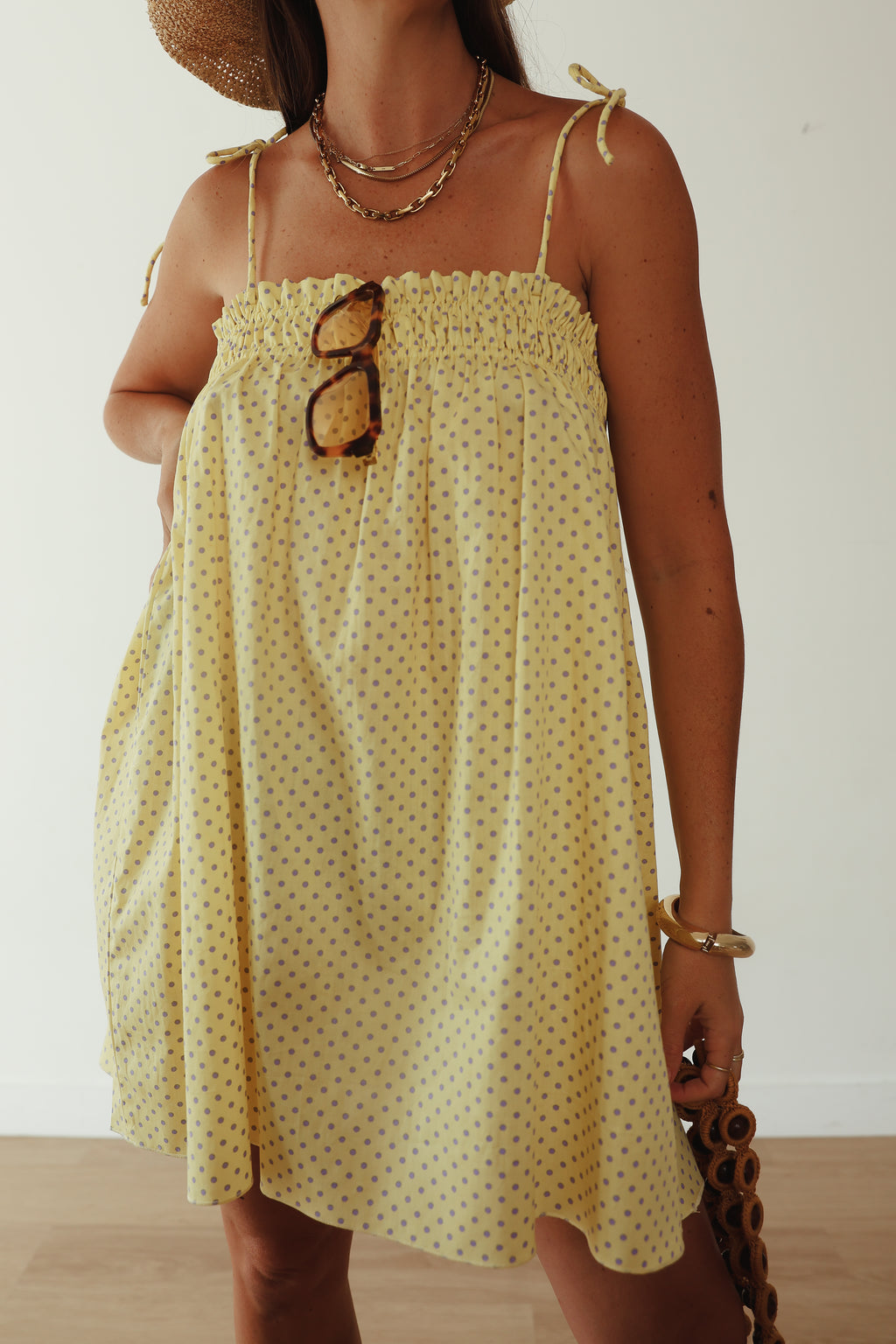 Dotty Dress | Butter yellow + Lilac