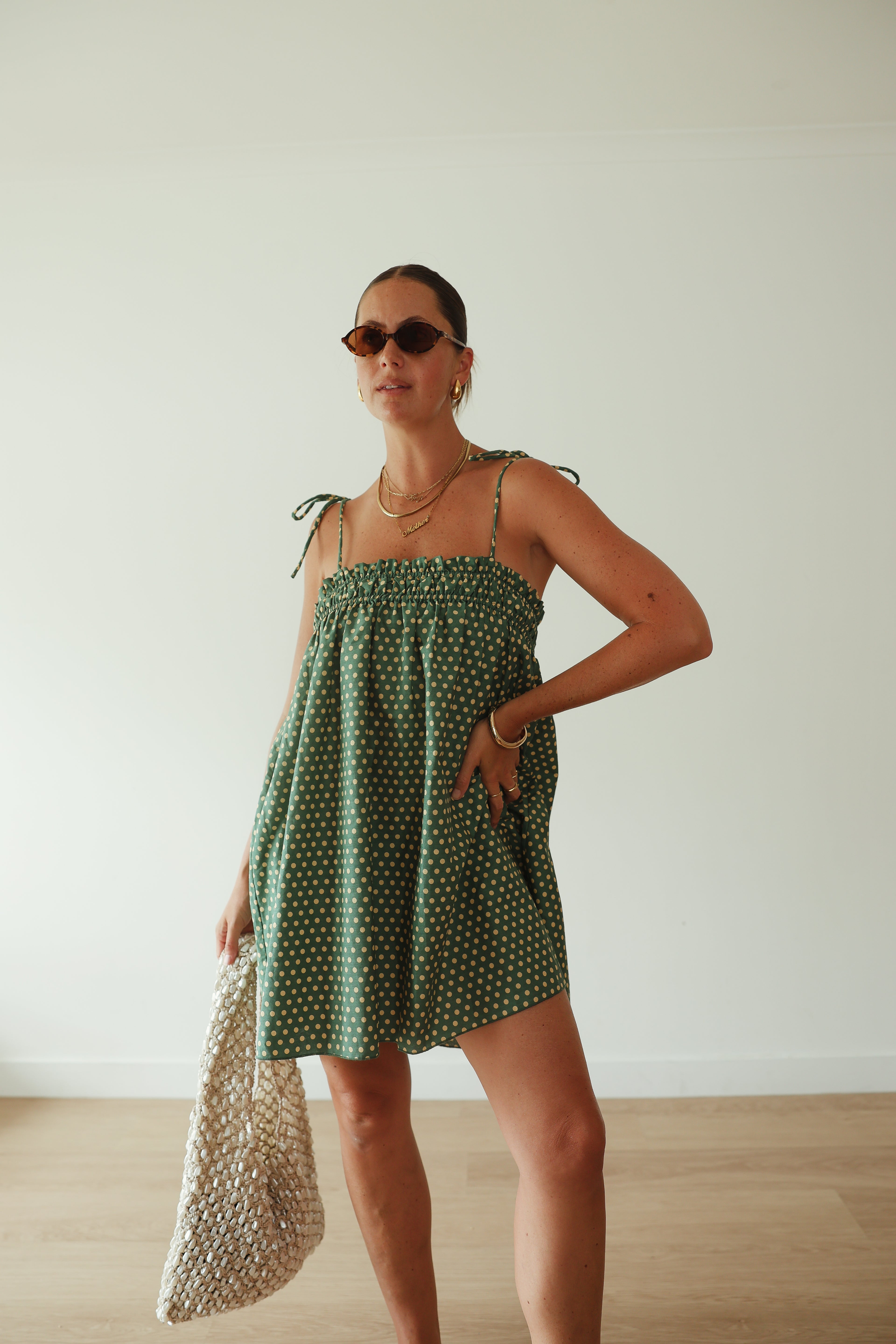 Dotty Dress | Green+ yellow