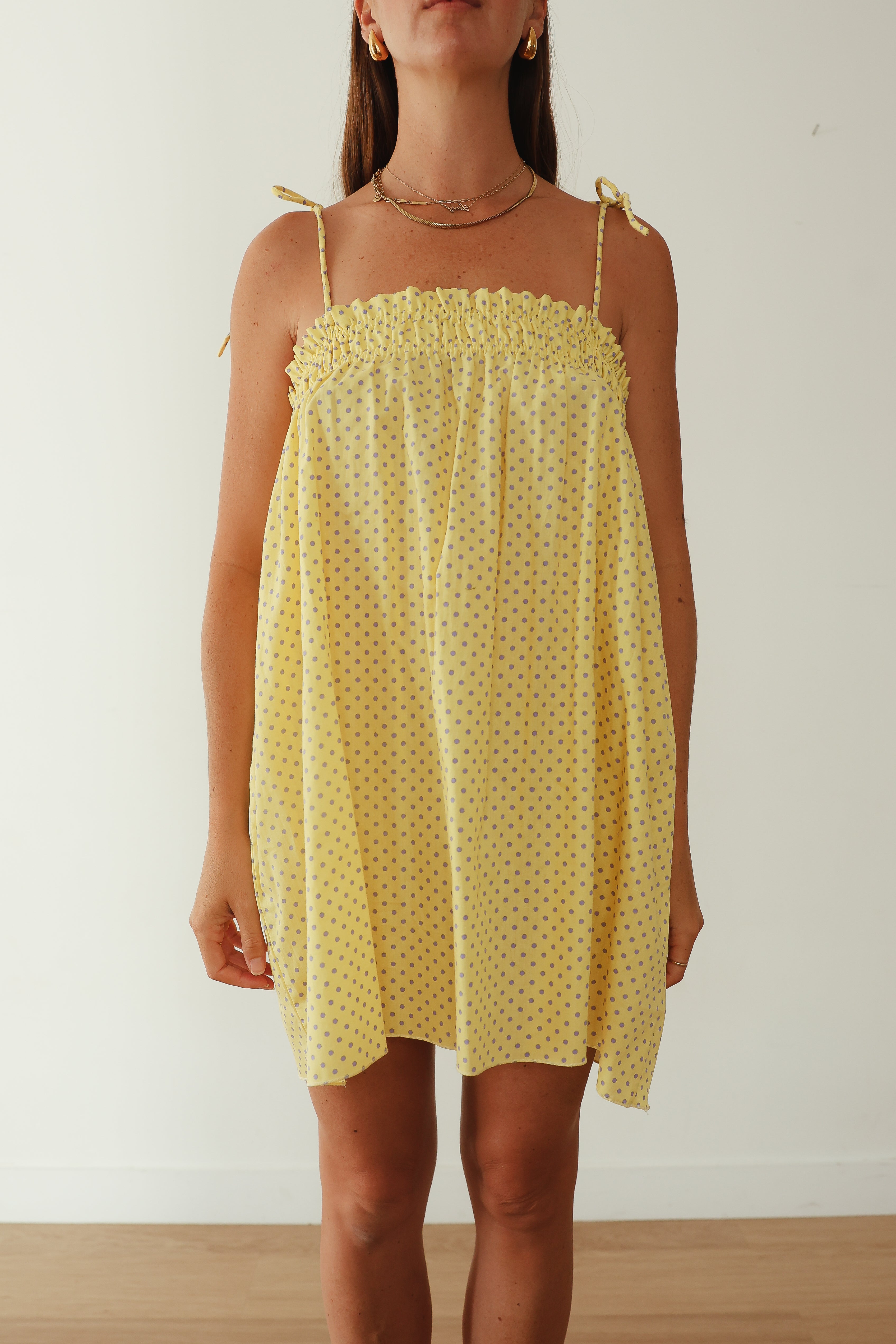 Dotty Dress | Butter yellow + Lilac