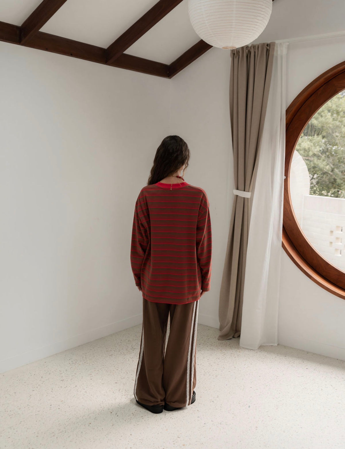 The Andi Long Sleeve | Stripe Red/Brown