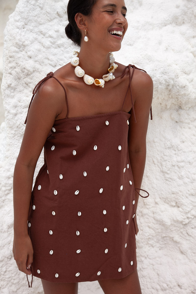Dede Cowrie Shell Beaded Dress