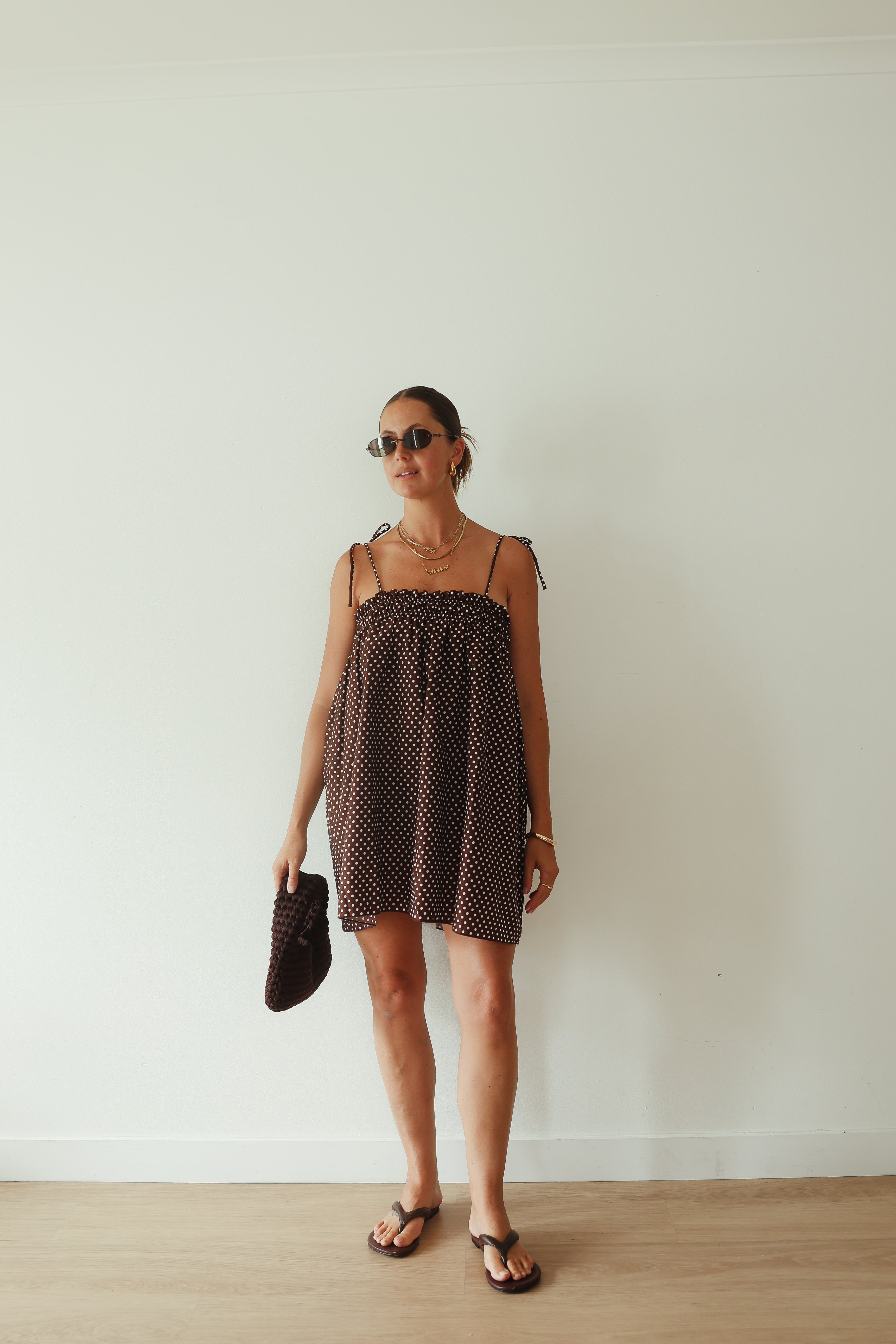 Dotty Dress | Chocolate brown