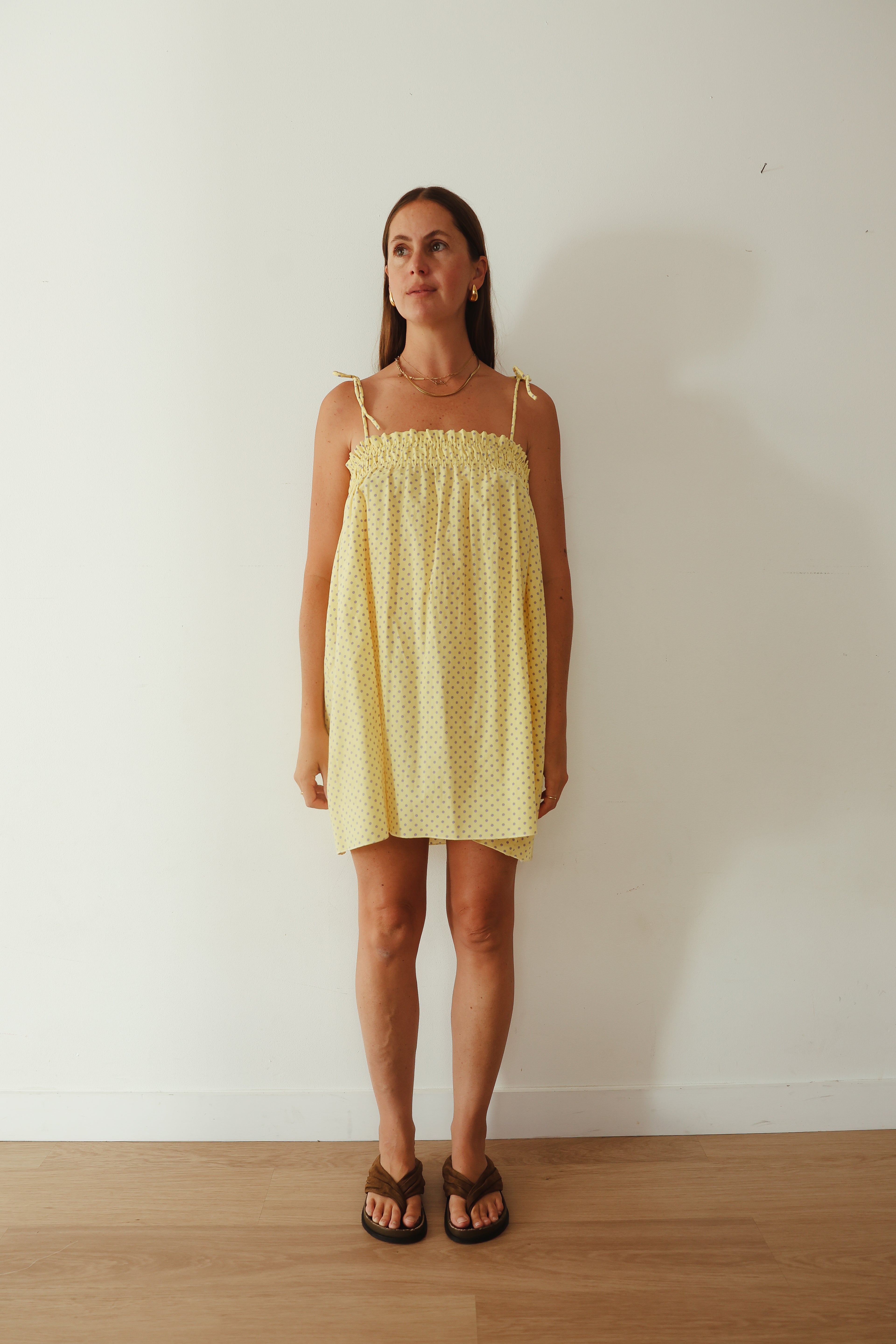 Dotty Dress | Butter yellow + Lilac