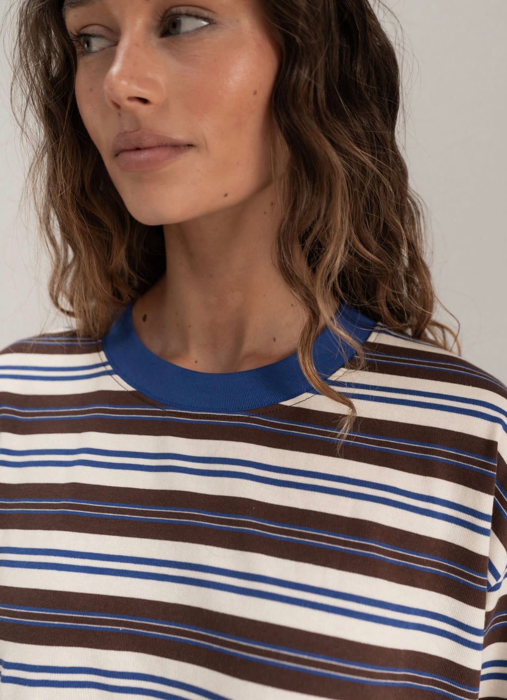 The Andi Long Sleeve | Stripe Blue/Brown