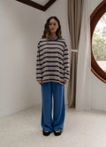 The Andi Long Sleeve | Stripe Blue/Brown