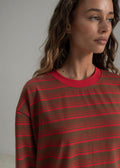 The Andi Long Sleeve | Stripe Red/Brown
