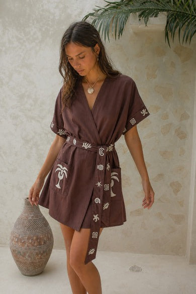PATINA WRAP DRESS - CHOCOLATE