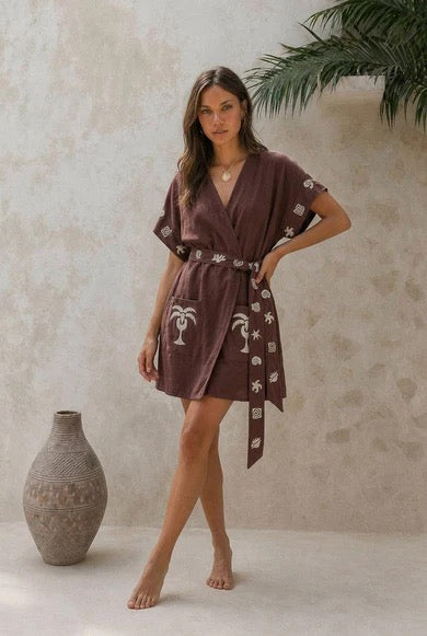 PATINA WRAP DRESS - CHOCOLATE