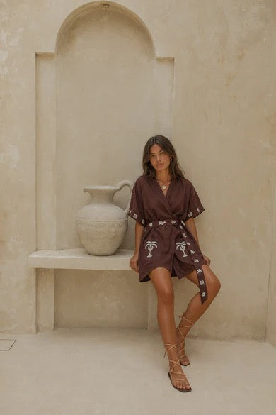 PATINA WRAP DRESS - CHOCOLATE