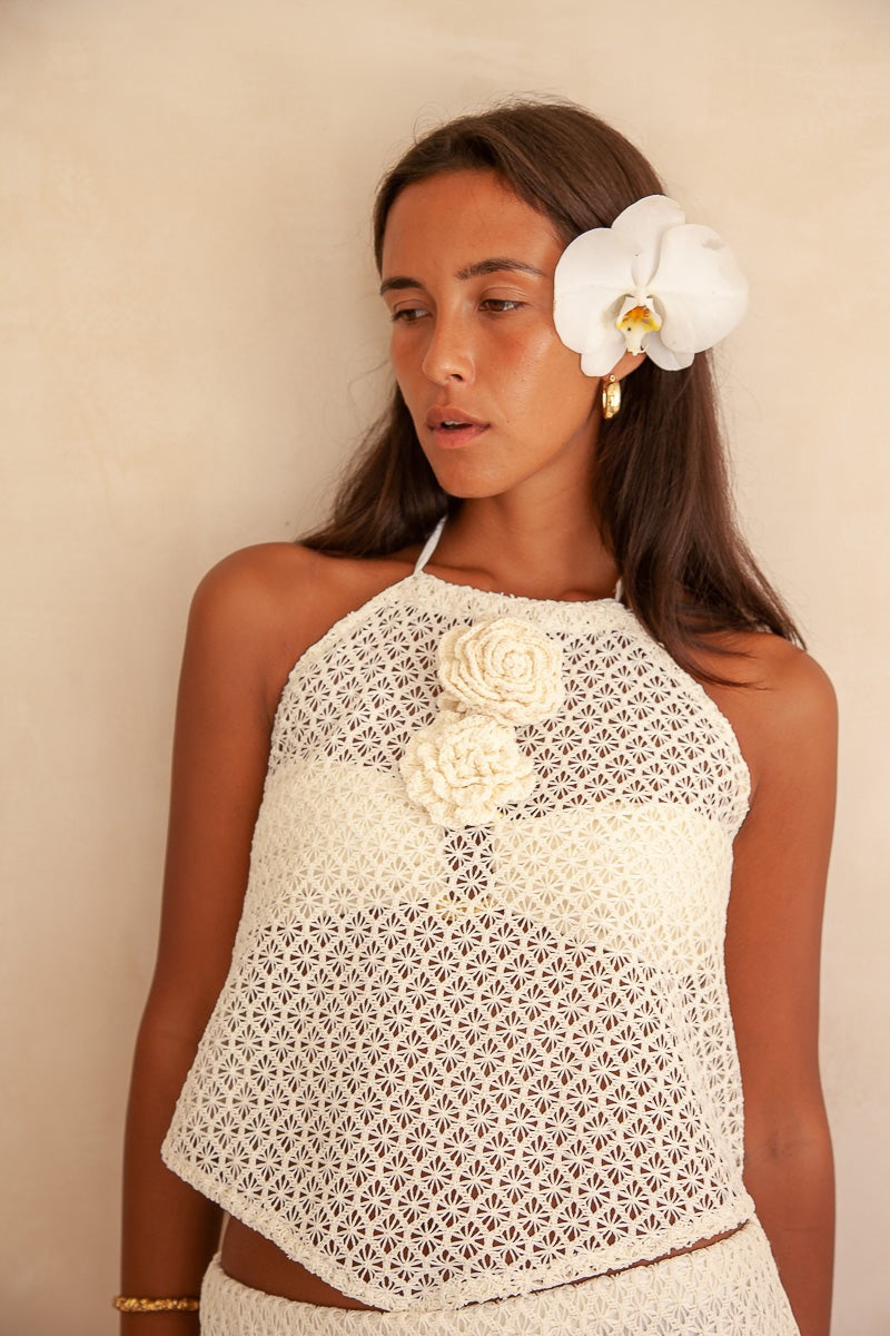 LACE HALTER TOP